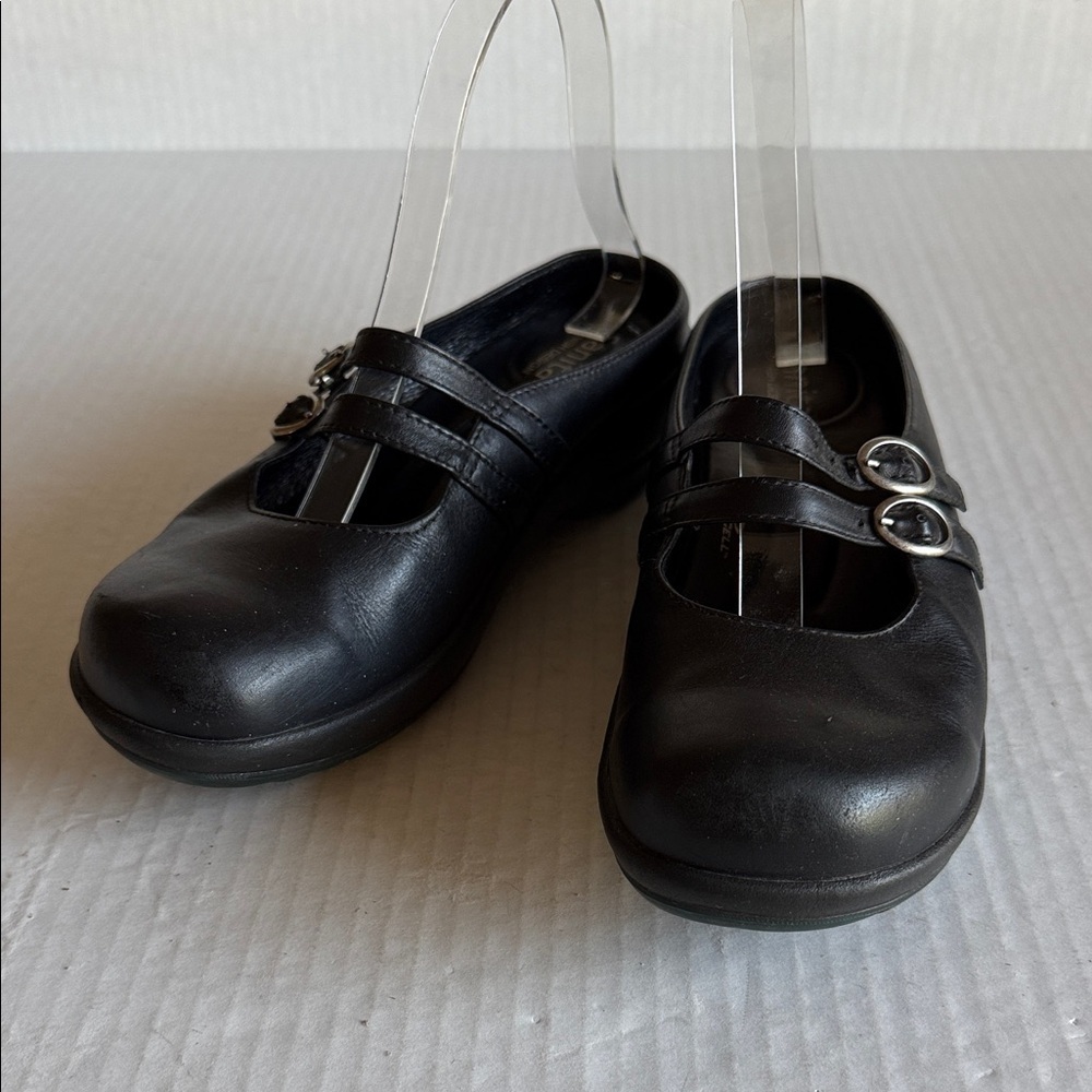 Sanita Danish Design Black Mary Jane Slip On Mule/Clogs